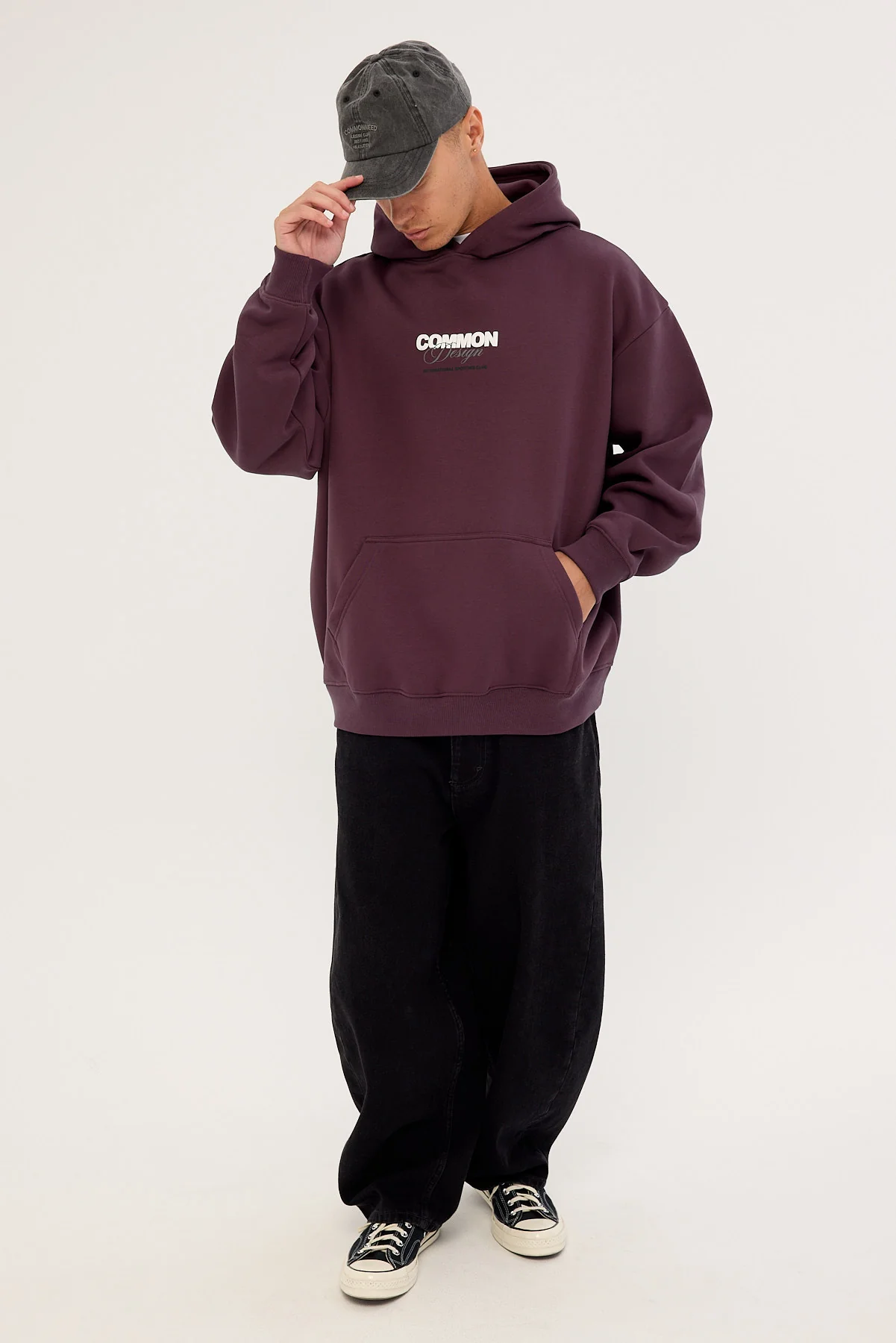Common Need Compose Boxy Hoodie Plum - Image 3