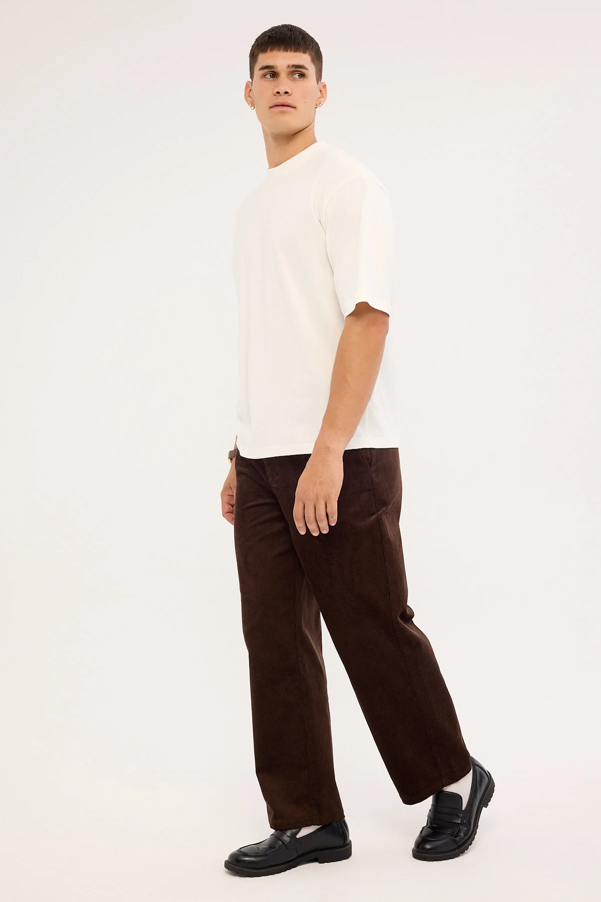 Common Need Emmett Pleated Cord Trouser Dark Brown - Image 4