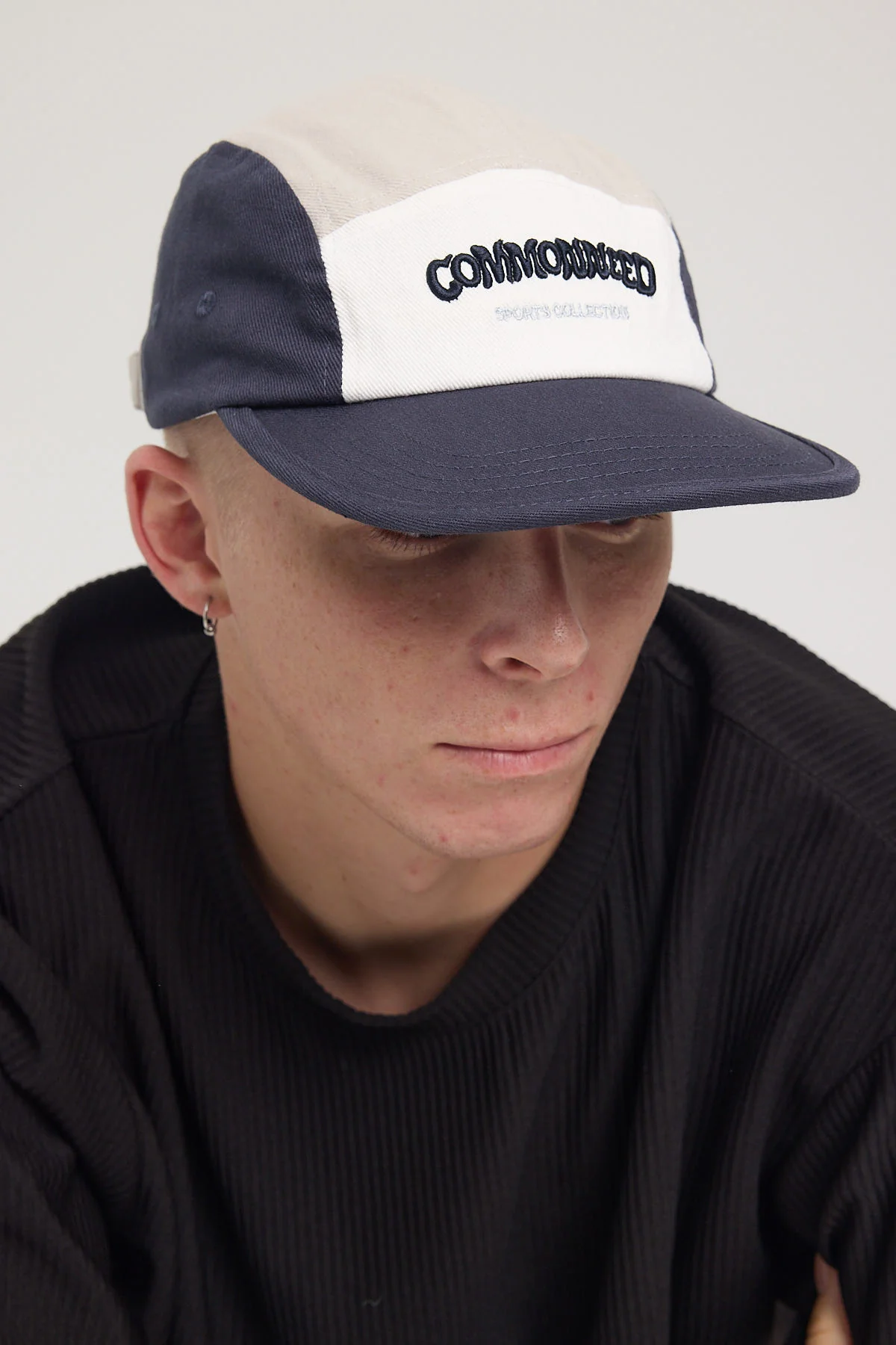 Common Need Quintessential 5 Panel Cap Navy/Grey/Ecru - Image 6