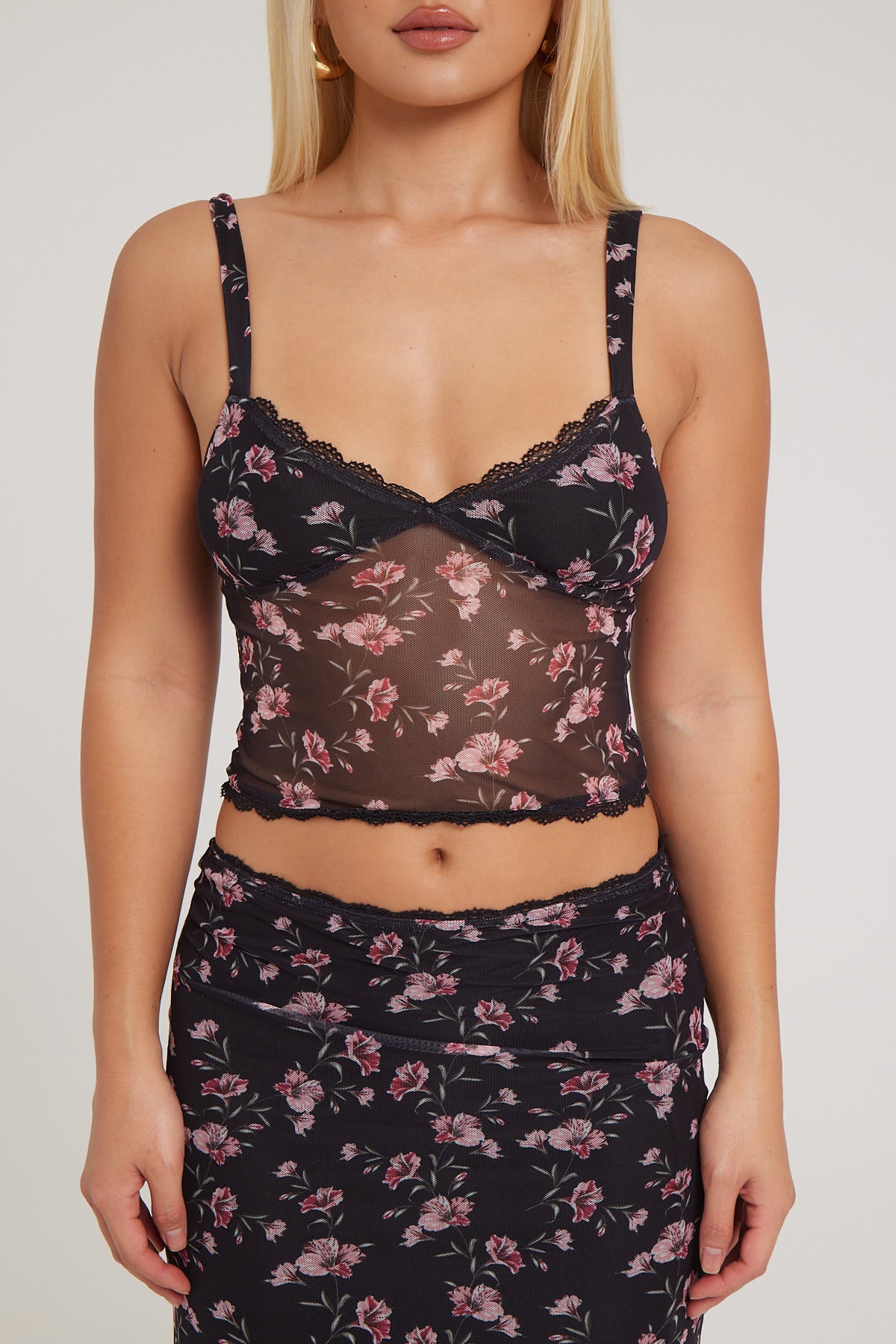 Luck & Trouble Scarlet Wind Lace Recycled Top Floral Print - Image 8