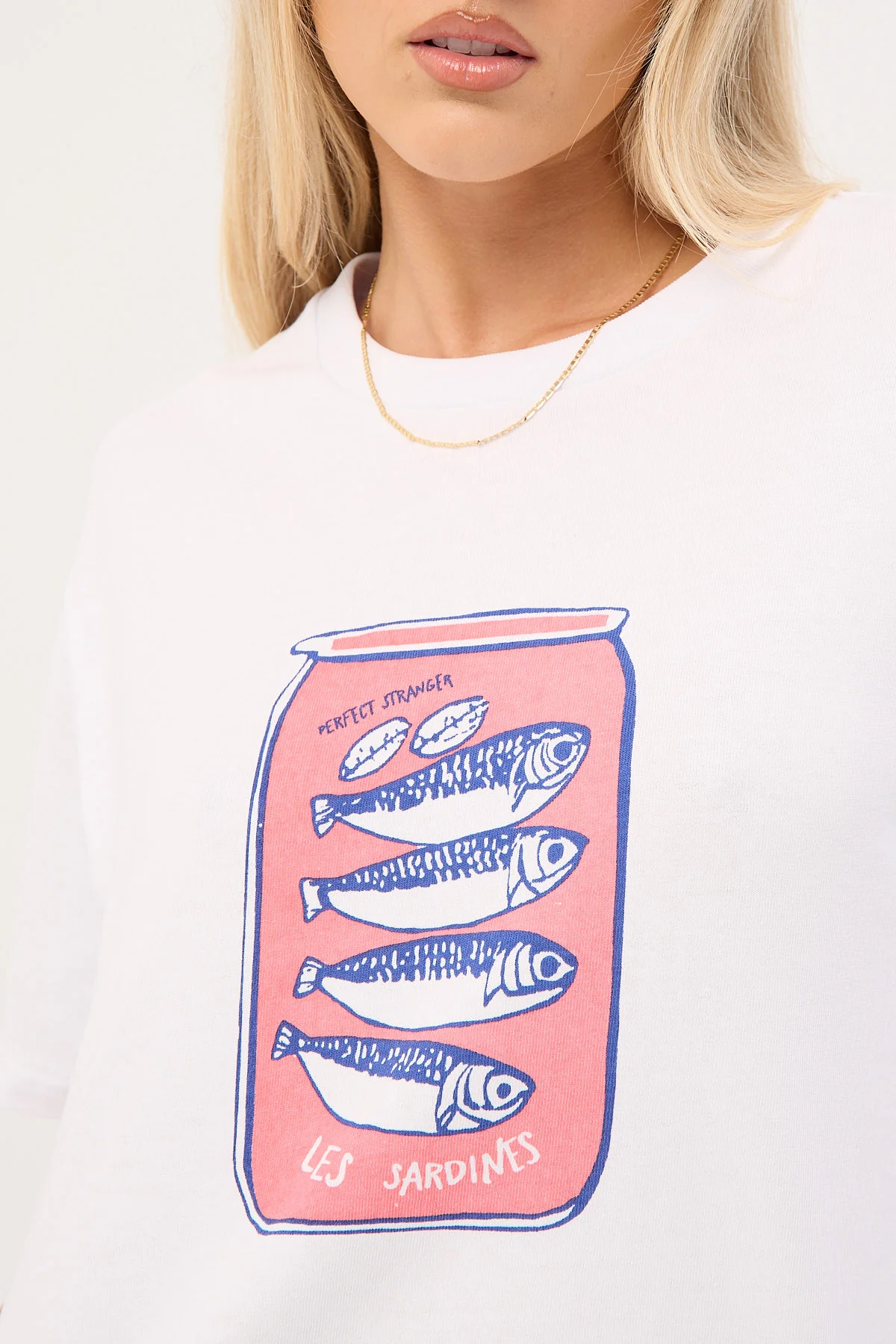 Perfect Stranger Les Sardines Oversized Graphic Tee White - Image 6
