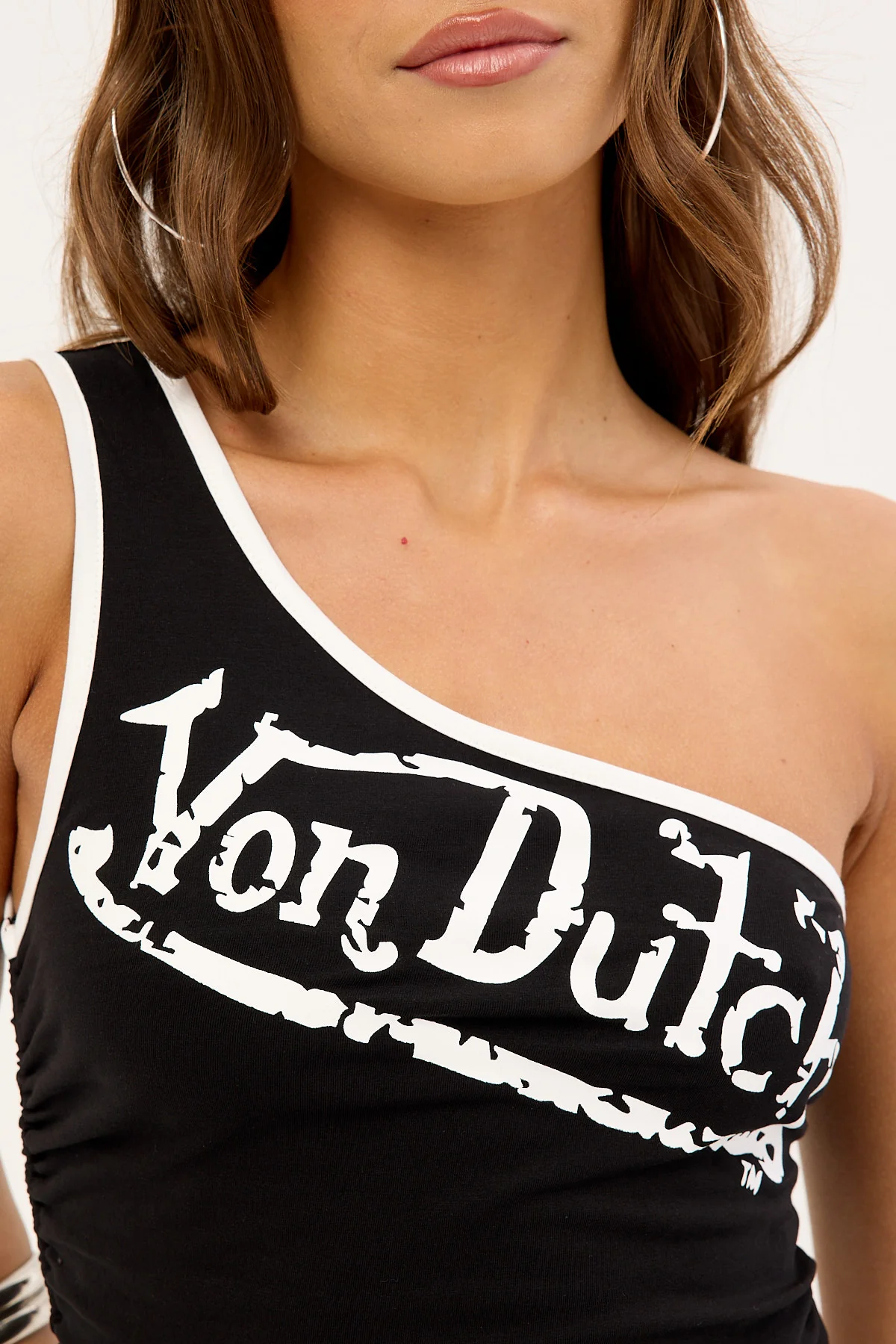 Von Dutch Von Dutch Asymmetric One Shoulder Top Black - Image 3